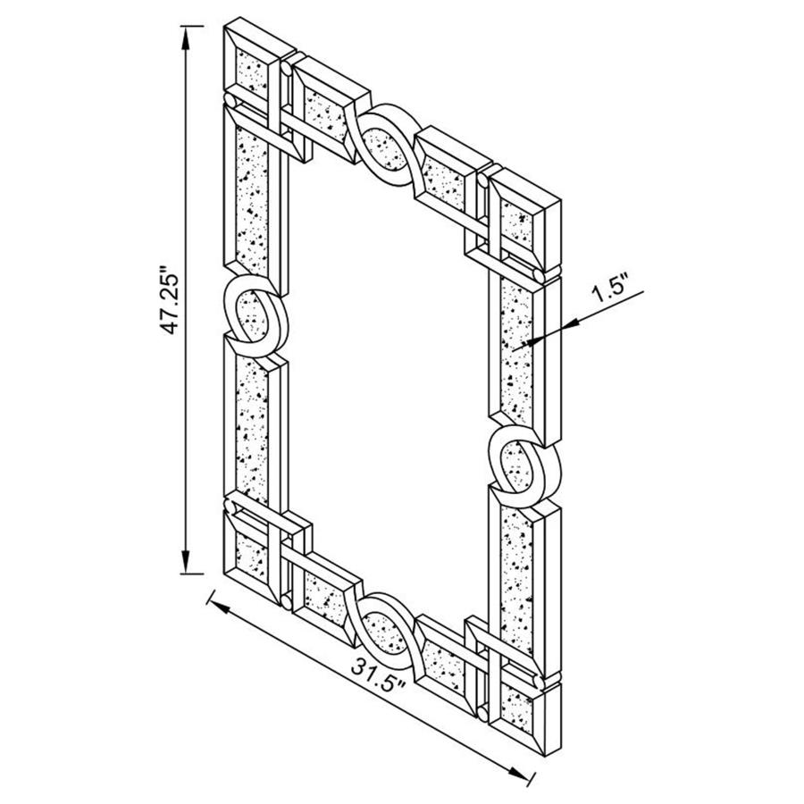 (image for) Jackie 32 x 47 Inch Acrylic Crystal Frame Wall Mirror Silver