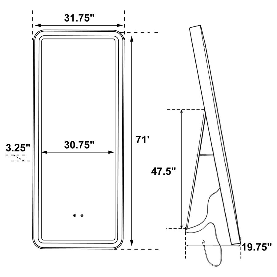 (image for) Glendora 32 x 71 Inch LED Standing Mirror BT Speakers Black