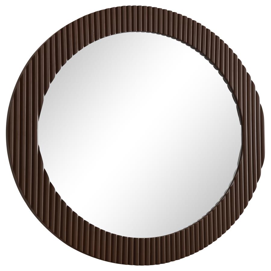 (image for) Dexter 40 x 40 Inch Round Reeding Frame Wall Mirror Brown