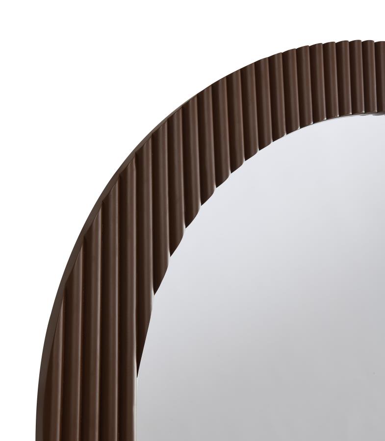 (image for) Dexter 40 x 40 Inch Round Reeding Frame Wall Mirror Brown