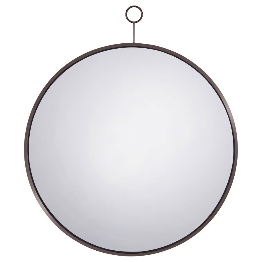 (image for) Gwyneth 30 x 35 Inch Round Wall Mirror Black Nickel