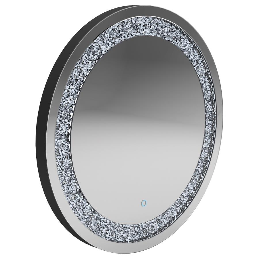 (image for) Landar 32 x 32 Inch Round LED Light Wall Mirror Silver