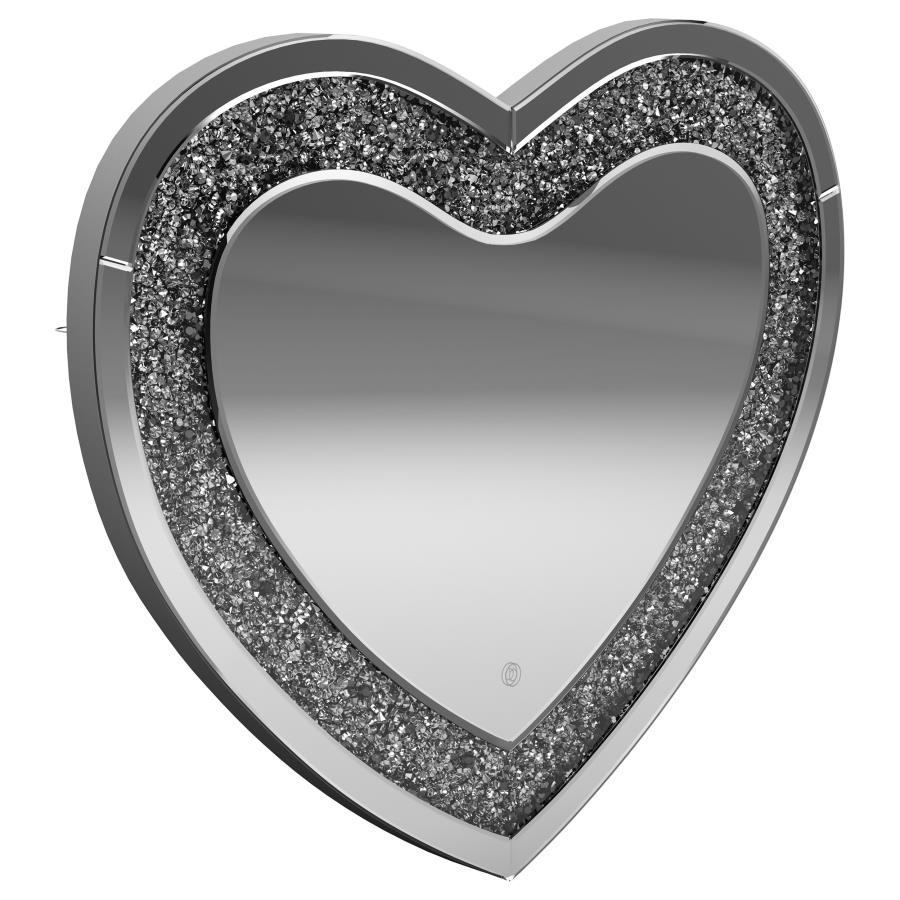 (image for) Aiko 36 x 30 Inch Heart Shaped LED Light Wall Mirror Silver