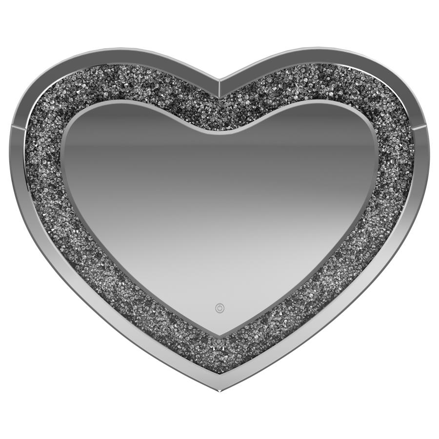 (image for) Aiko 36 x 30 Inch Heart Shaped LED Light Wall Mirror Silver