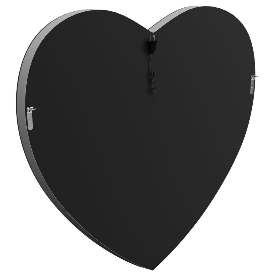 (image for) Aiko 36 x 30 Inch Heart Shaped LED Light Wall Mirror Silver