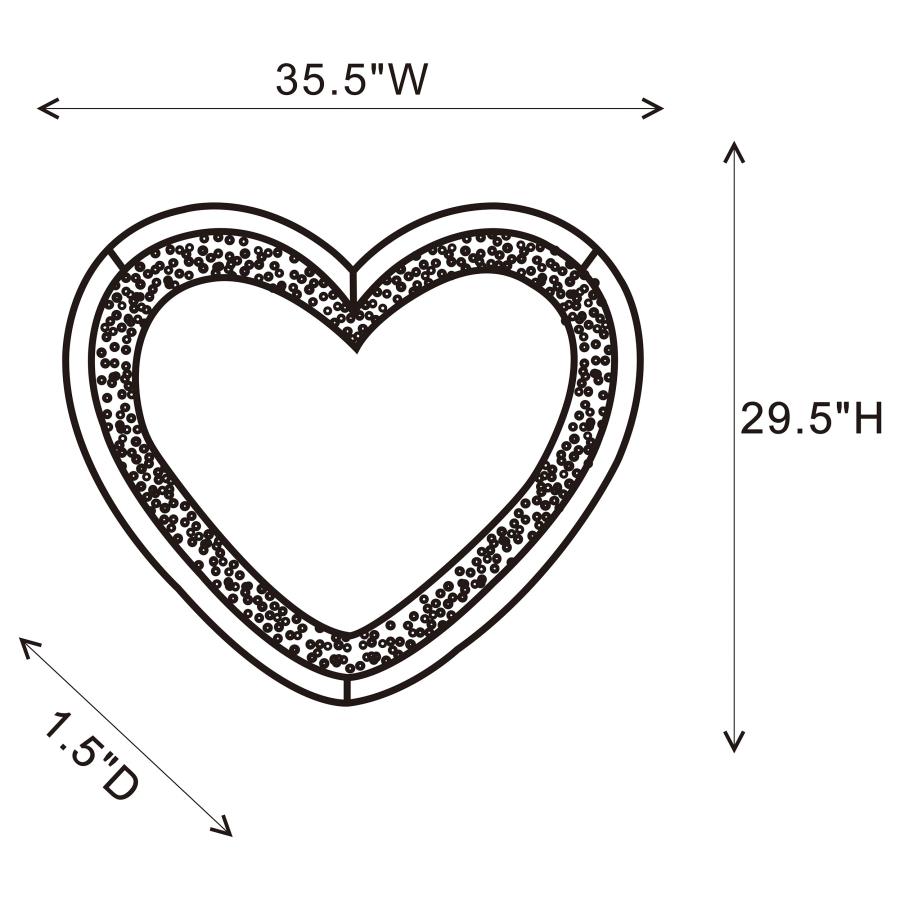 (image for) Aiko 36 x 30 Inch Heart Shaped LED Light Wall Mirror Silver