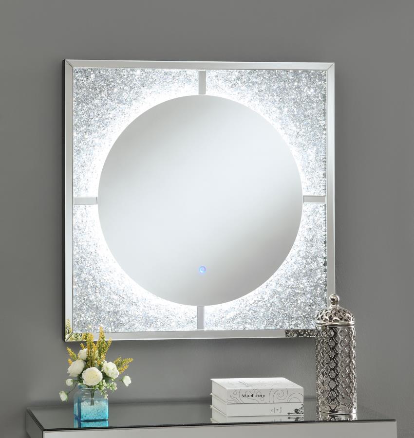 (image for) Theresa 39 x 39 Inch Wall Mirror with LED Lighting Silver