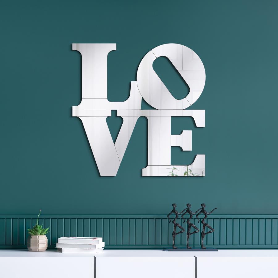 (image for) Keiran 40 x 40 Inch LOVE Lettered Wall Mirror Silver