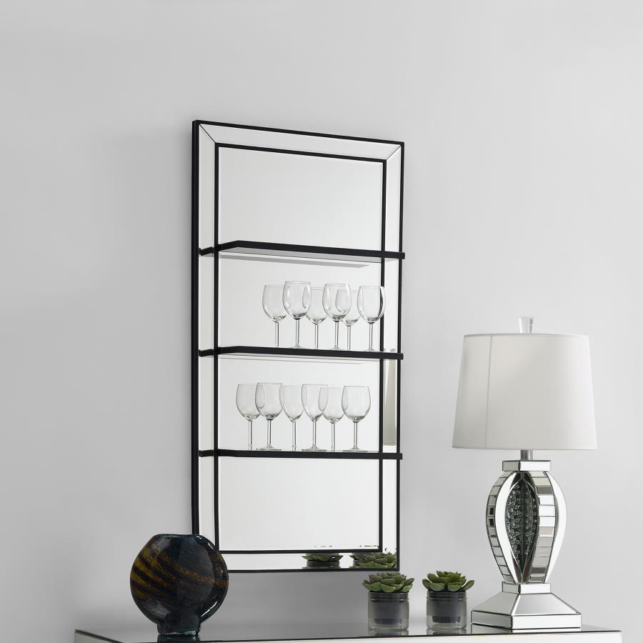 (image for) Oriel 24 x 47 Inch Rectangular 3-Shelf Wall Mirror Silver