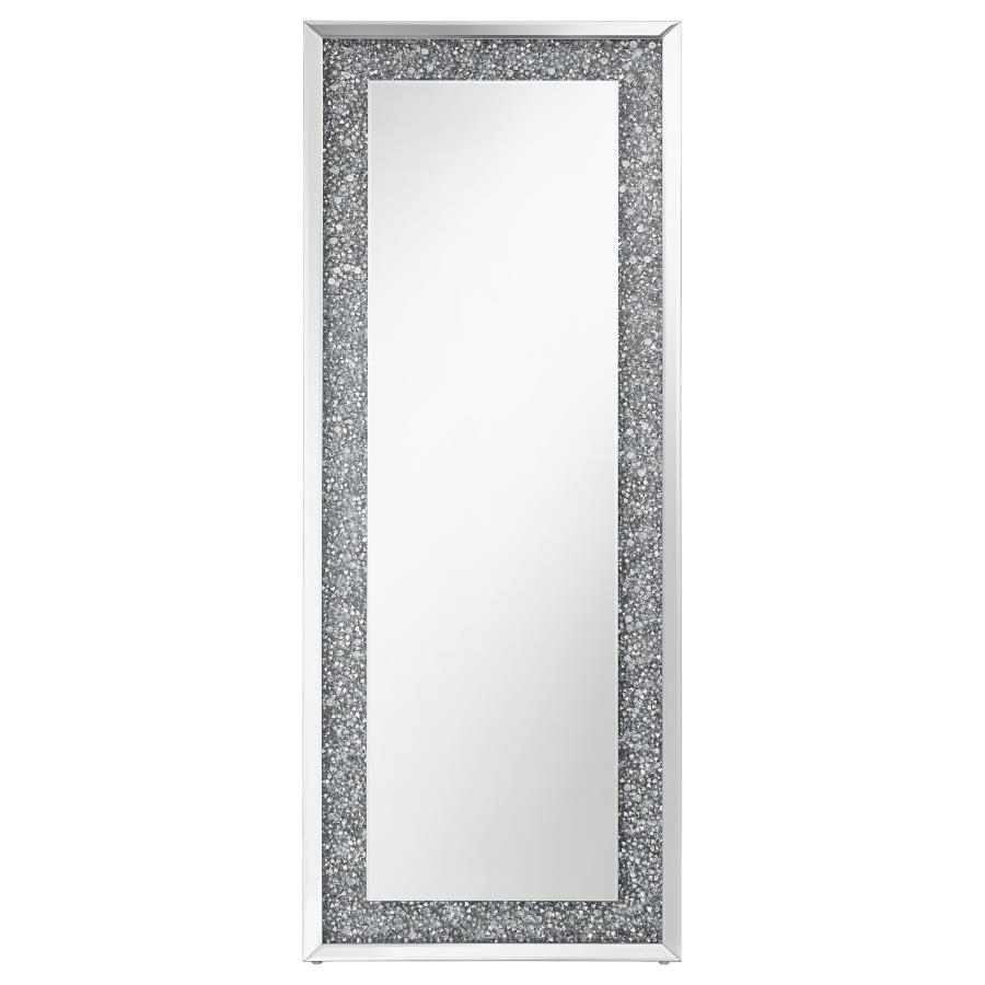 (image for) Valerie 24 x 63 Inch Acrylic Crystal Floor Mirror Silver