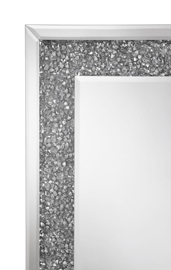 (image for) Valerie 24 x 63 Inch Acrylic Crystal Floor Mirror Silver