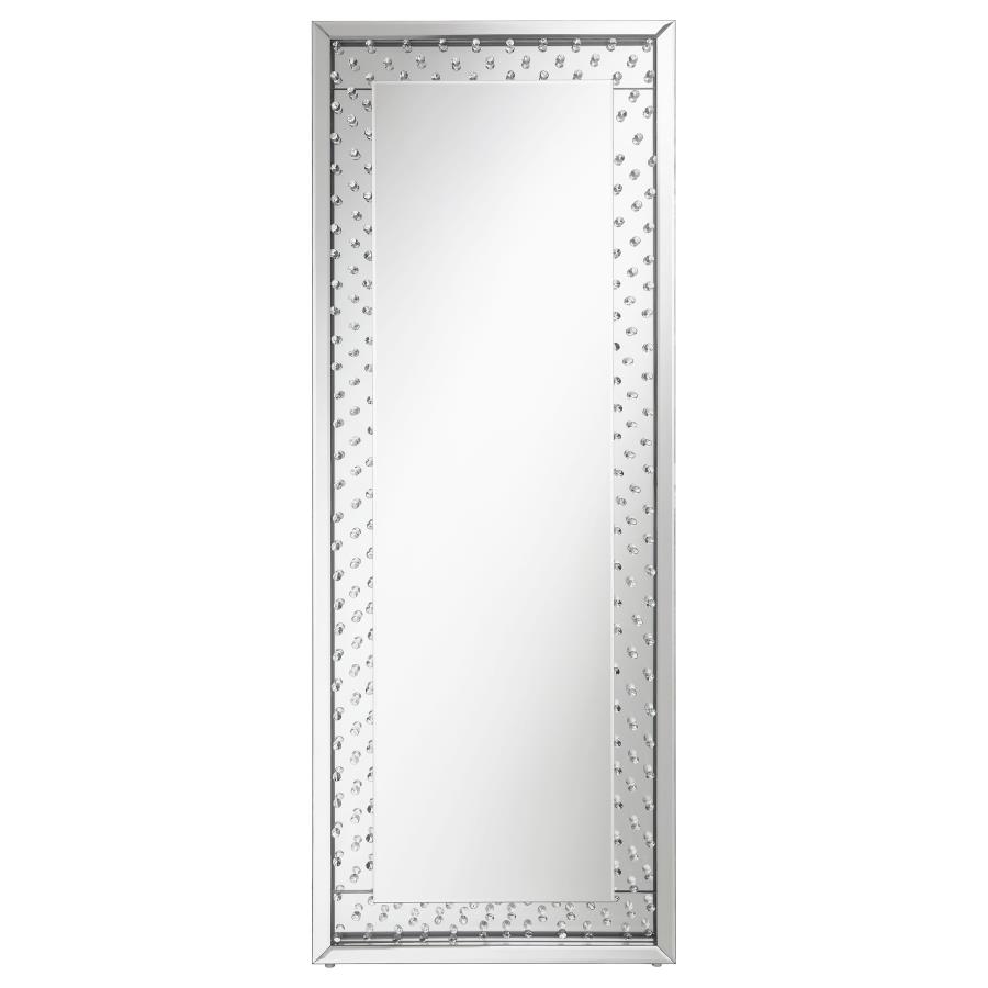 (image for) Yves 24 x 63 Inch Acrylic Crystal Floor Mirror Silver