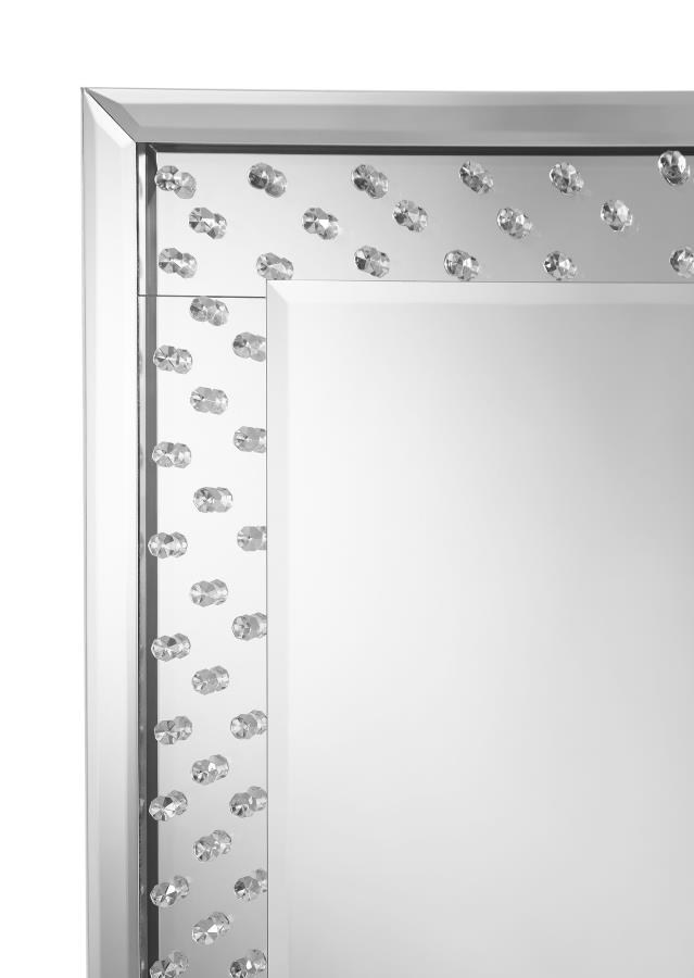 (image for) Yves 24 x 63 Inch Acrylic Crystal Floor Mirror Silver