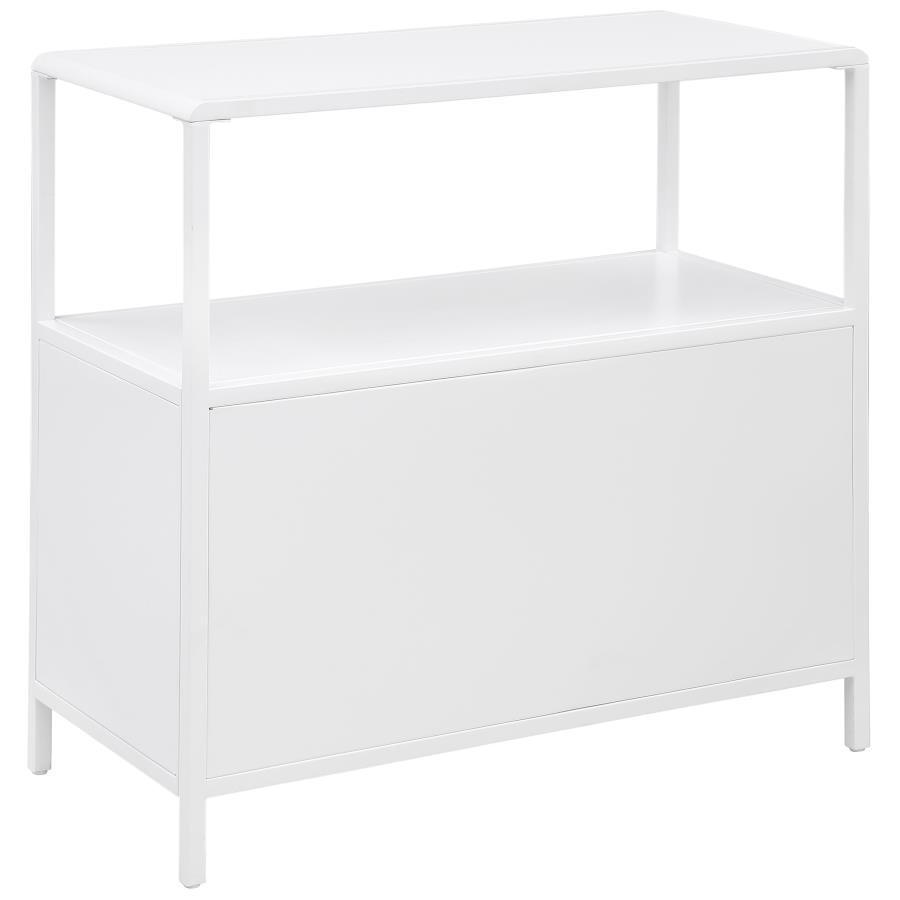 (image for) Amherst 2-door Radio Weave Cane Metal Accent Cabinet White