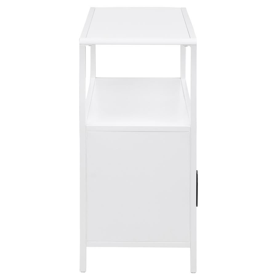 (image for) Amherst 2-door Radio Weave Cane Metal Accent Cabinet White