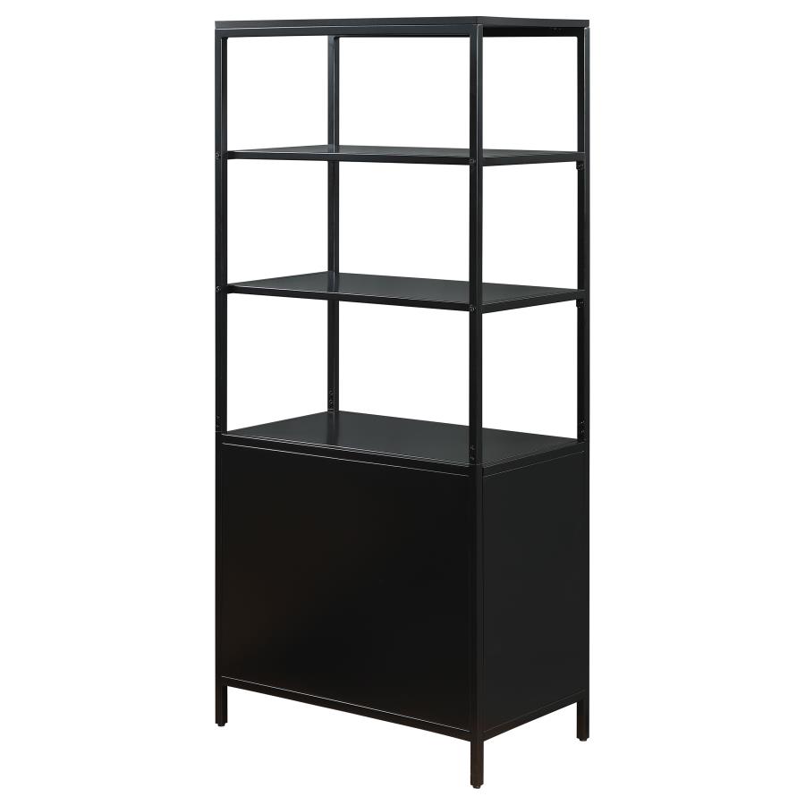 (image for) Amherst 3-shelf Radio Weave Cane Metal Accent Cabinet Black