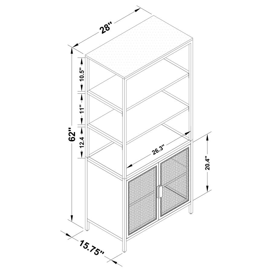 (image for) Amherst 3-shelf Radio Weave Cane Metal Accent Cabinet Black