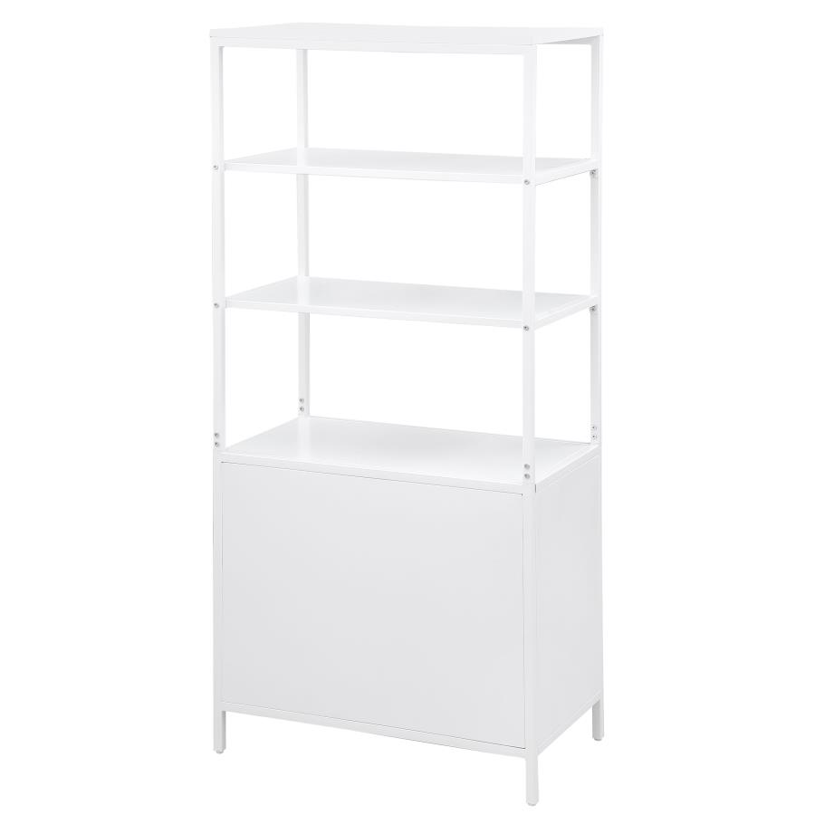 (image for) Amherst 3-shelf Radio Weave Cane Metal Accent Cabinet White