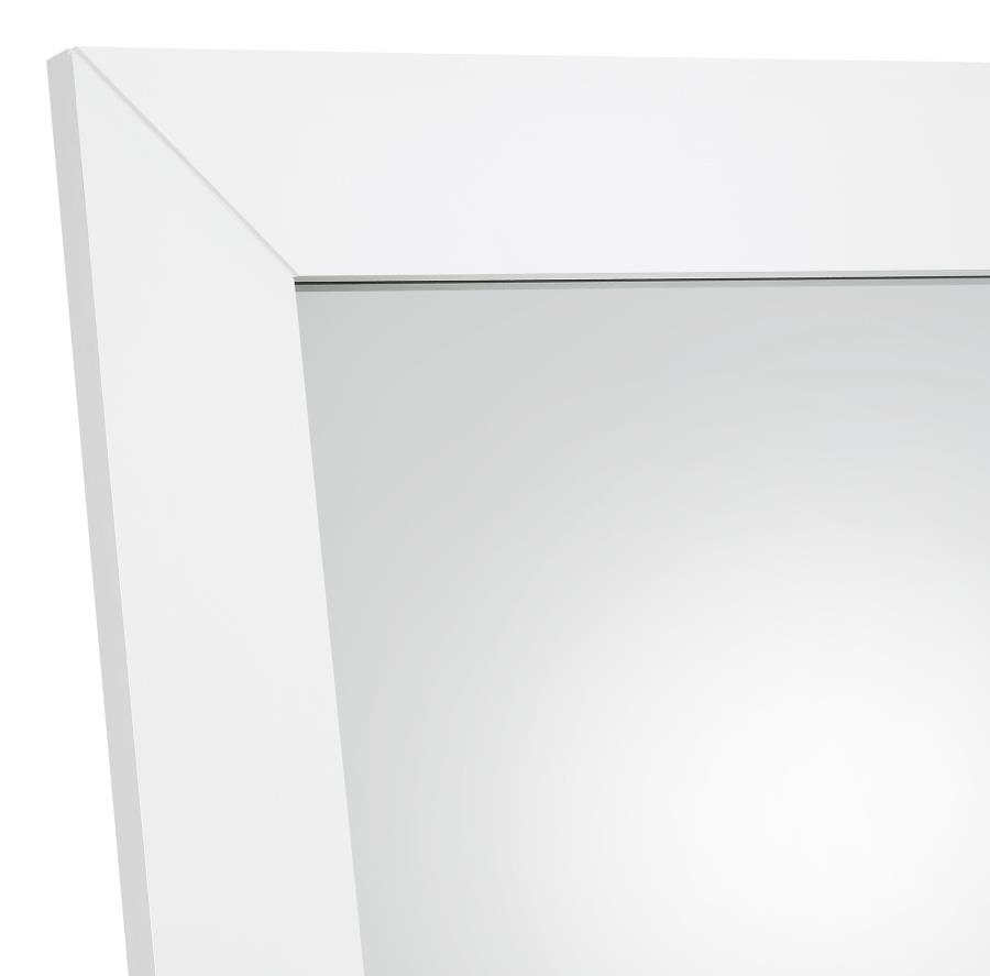 Cadence Tempered Glass Full Length Mirror White High Gloss