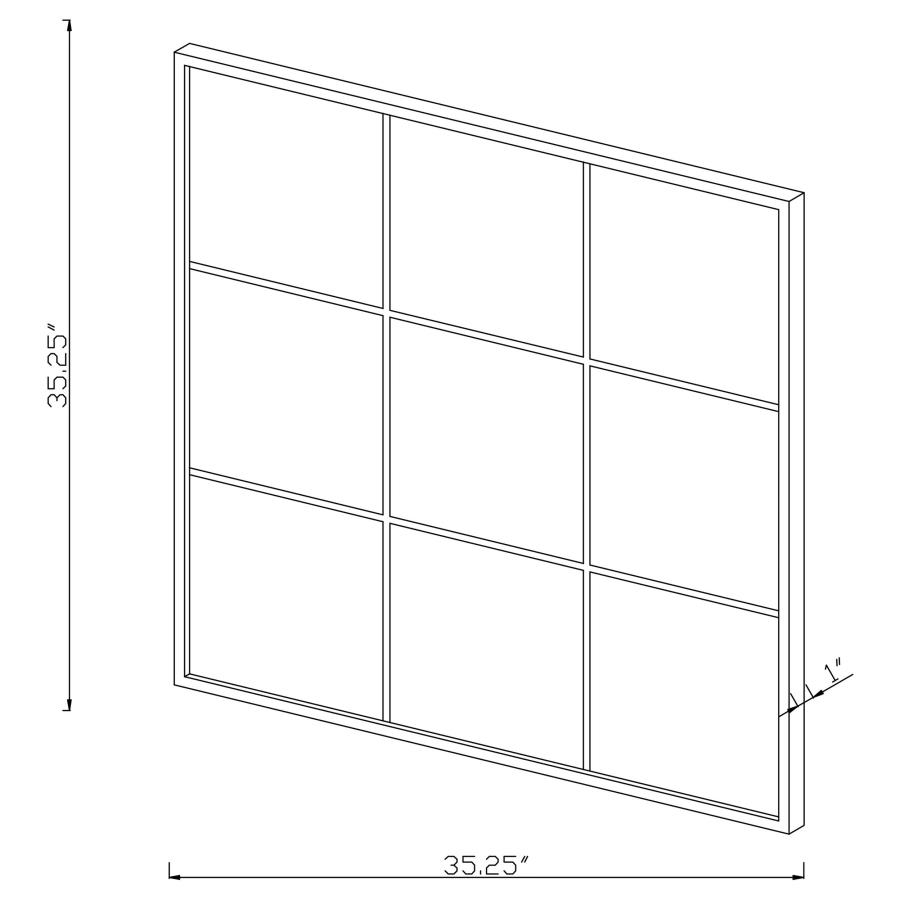 (image for) Quetzal 35 x 35 Inch Square Window Pane Wall Mirror Black