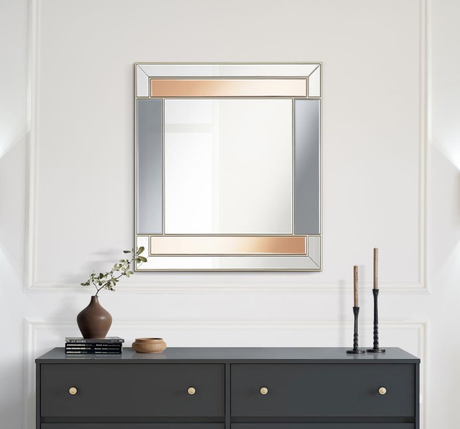 (image for) Braylin 38 x 40 Inch Wall Mirror Champagne and Silver