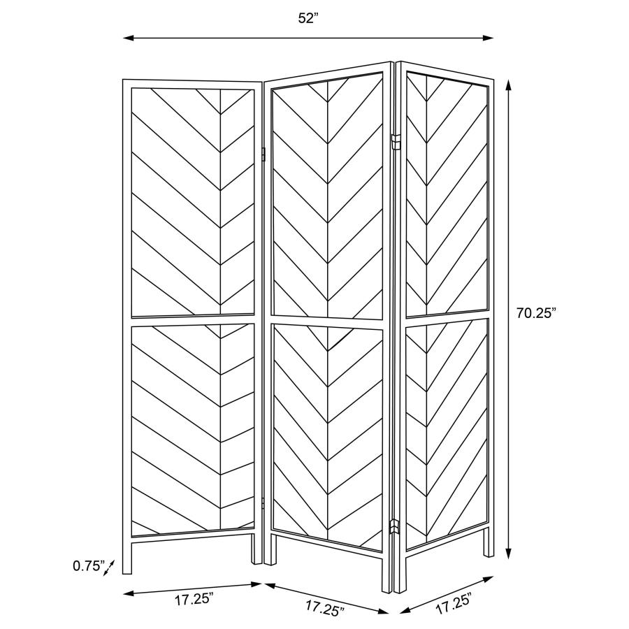 (image for) Marlene 3-Panel Room Divider Folding Screen Rustic Tobacco