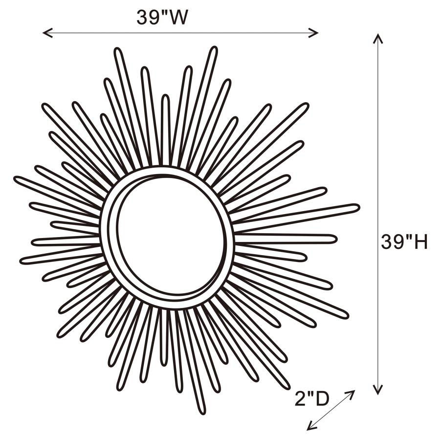 (image for) Beiwen 39 x 39 Inch Sun Burst Wall Mirror Champagne