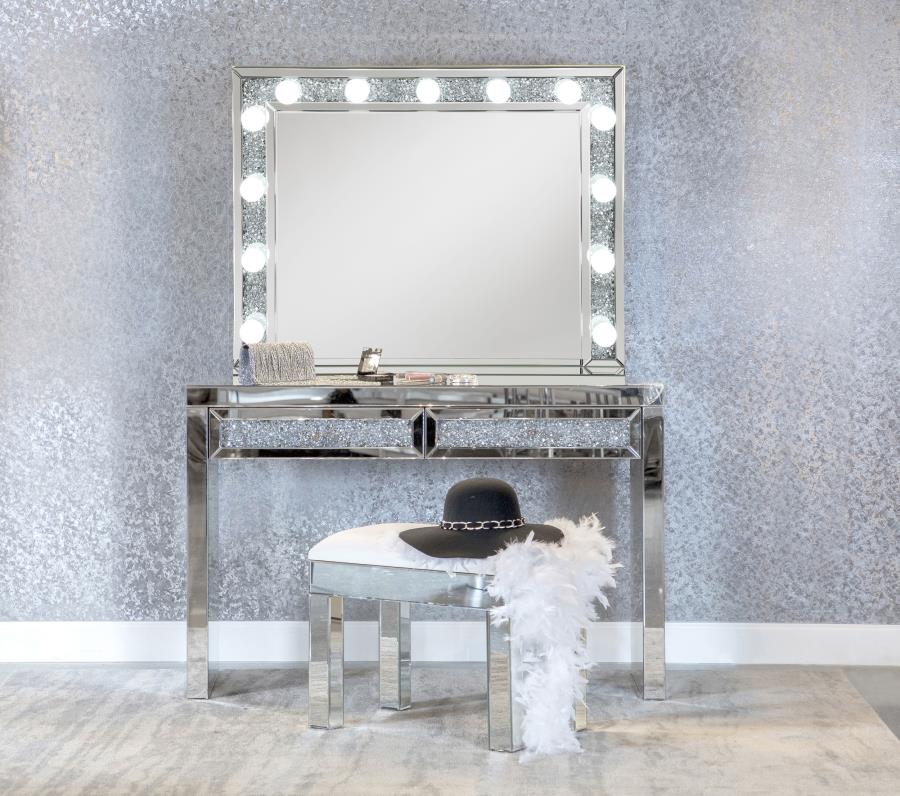 (image for) Wilmer Rectangular Table Vanity Mirror with Lighting Silver