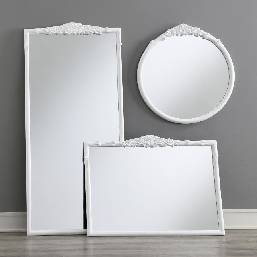 (image for) Sylvie 40 x 30 Inch French Provincial Mantle Mirror White