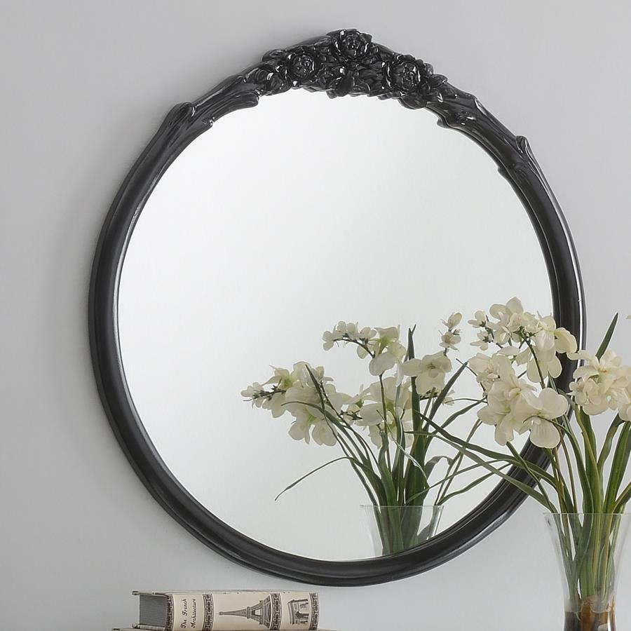 (image for) Sylvie 30 x 31 Inch French Provincial Wall Mirror Black