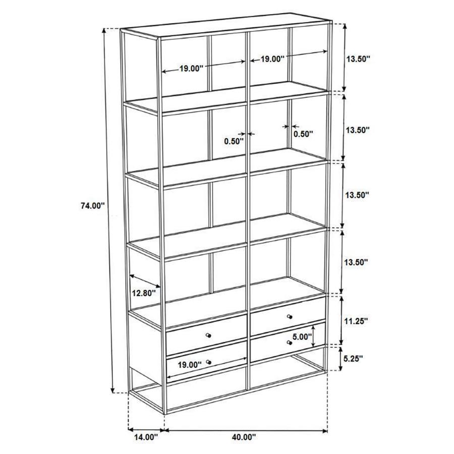 (image for) Belcroft 74-inch 4-drawer Storage Bookshelf Natural Acacia