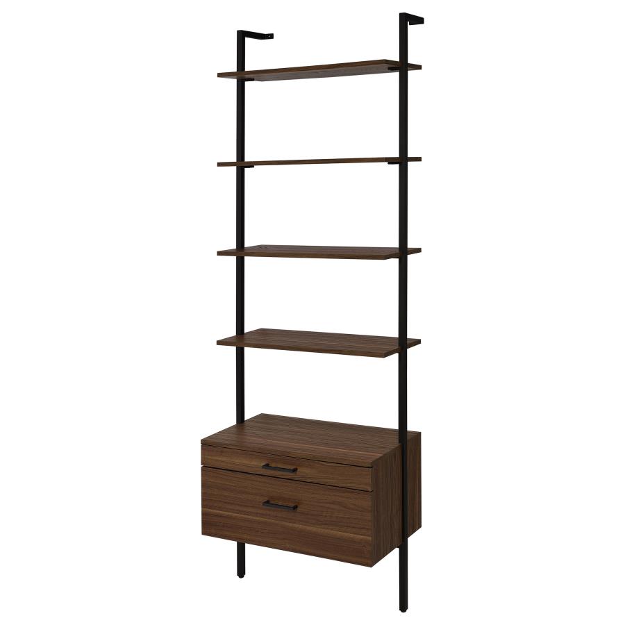 (image for) Owens 3-piece 96-inch Wall Mounted Bookshelf Set Walnut