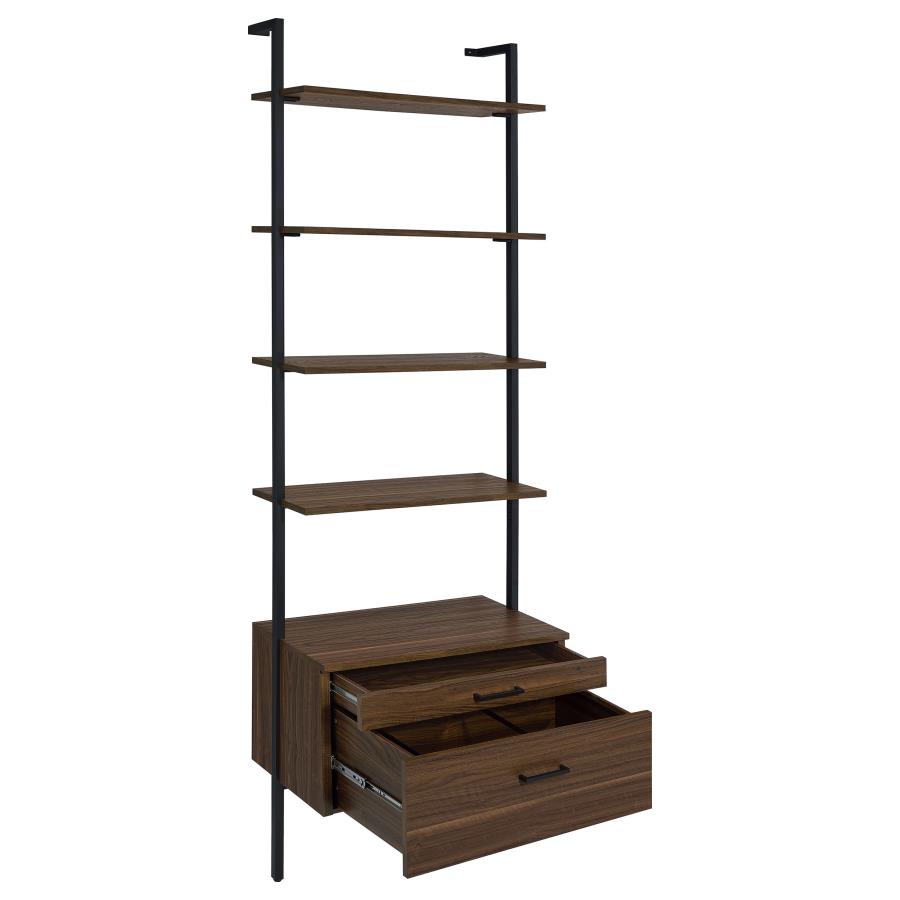 (image for) Owens 96-inch 4-shelf Storage Wall Bookshelf Walnut