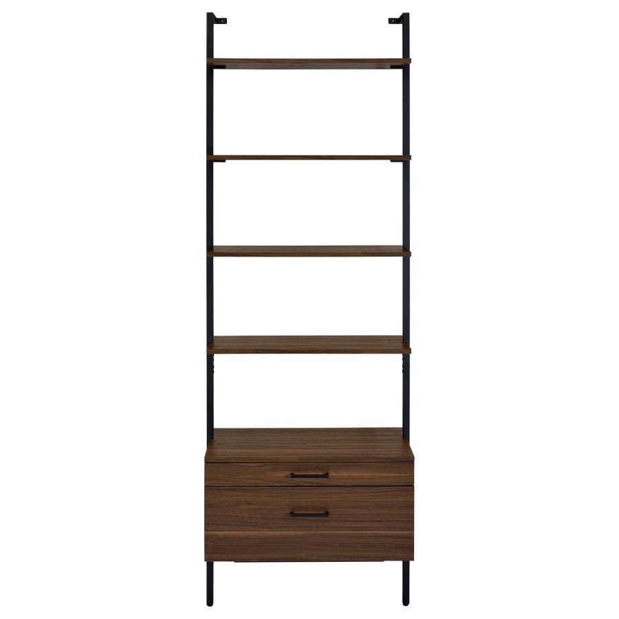 (image for) Owens 96-inch 4-shelf Storage Wall Bookshelf Walnut