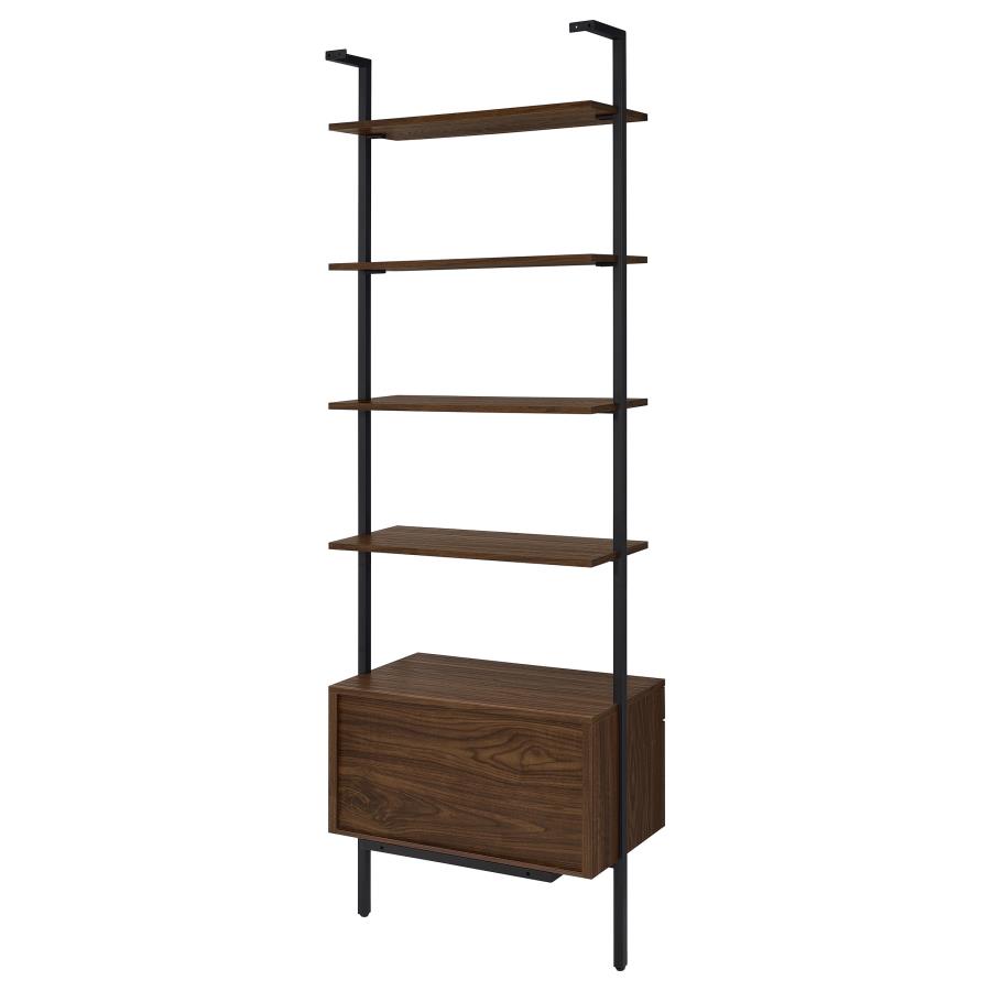 (image for) Owens 96-inch 4-shelf Storage Wall Bookshelf Walnut