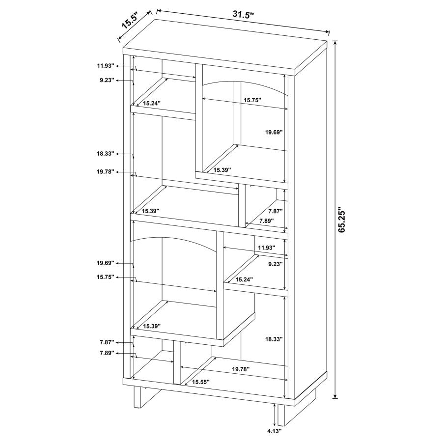 (image for) Dalton 65-inch 6-shelf Bookcase White and Distressed Pine