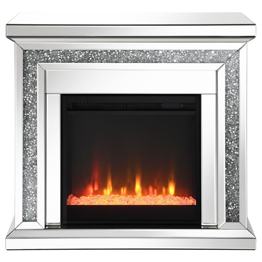 (image for) Lorelai Mirrored Freestanding Electric Fireplace Silver