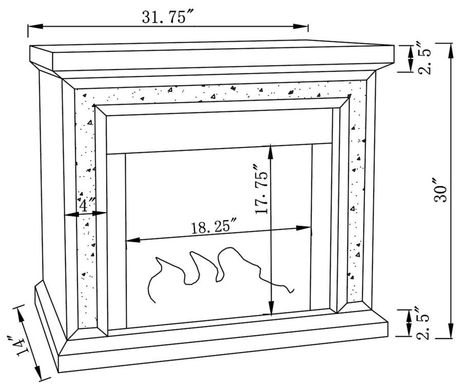 (image for) Lorelai Mirrored Freestanding Electric Fireplace Silver