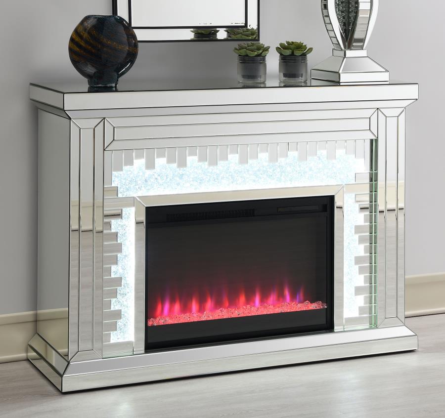 (image for) Gilmore Mirrored Freestanding Electric Fireplace Silver