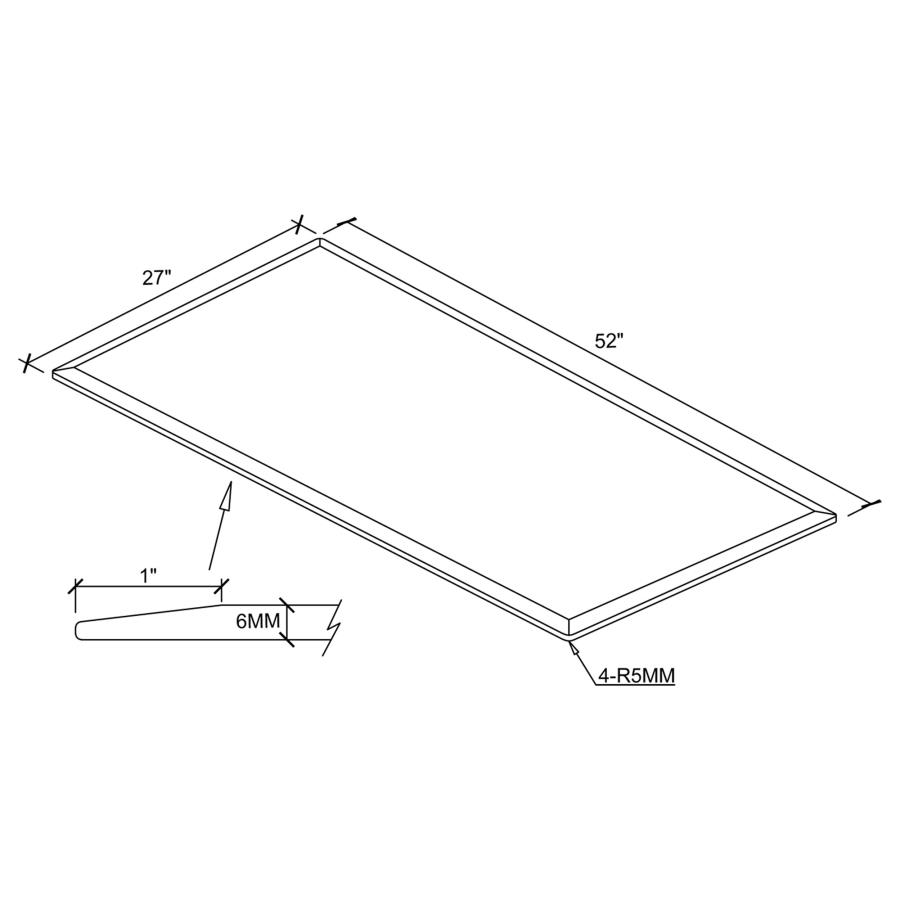 (image for) 52x27-inch 6mm Rectangular Clear Tempered Glass Top