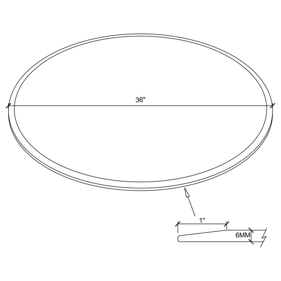 (image for) 36-inch 6mm Round Clear Tempered Glass Top