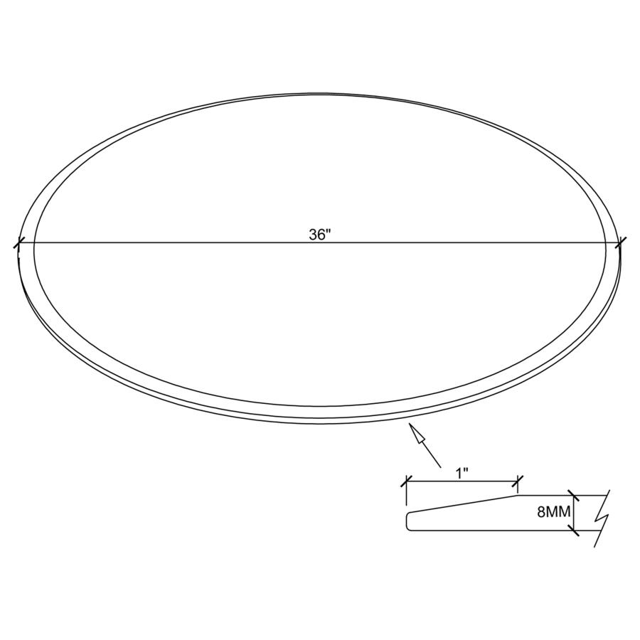 (image for) 36-inch 8mm Round Clear Tempered Glass Top