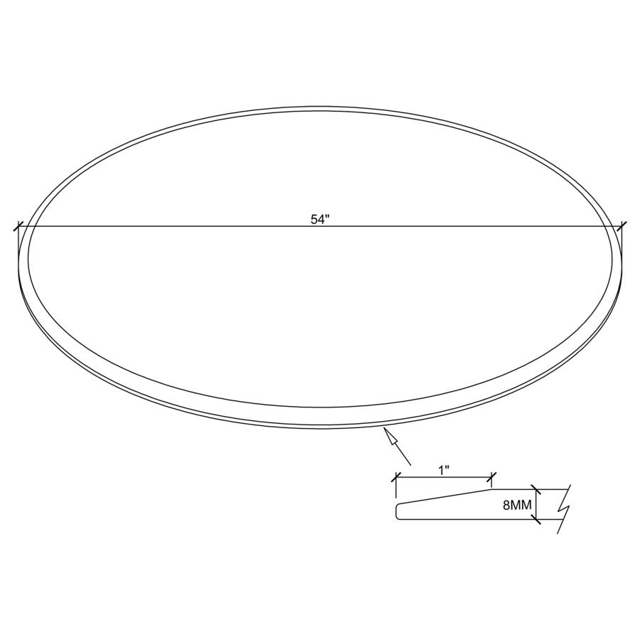 (image for) 54-inch 8mm Round Clear Tempered Glass Top