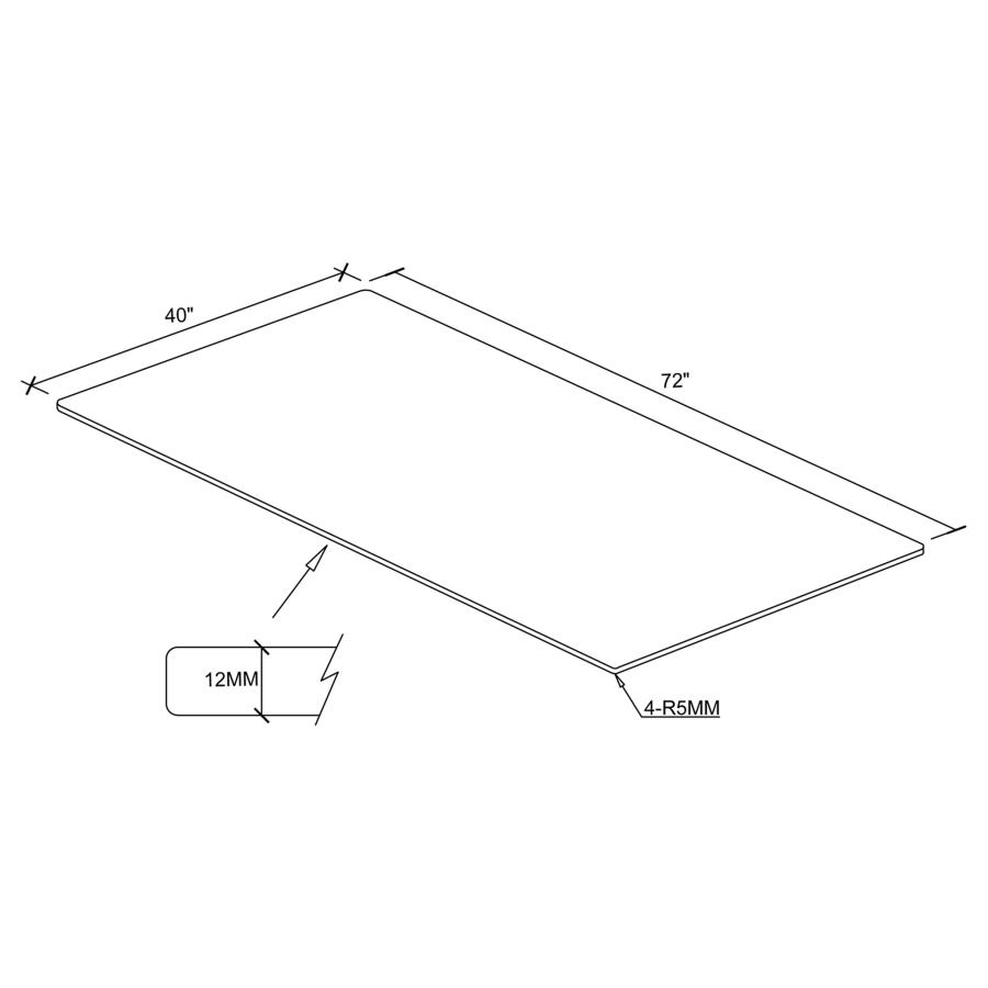 (image for) 72x40-inch 12mm Rectangular Clear Tempered Glass Top