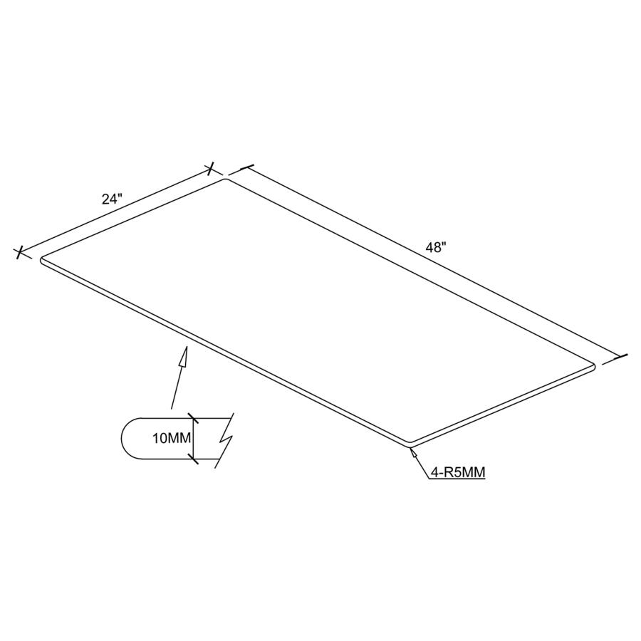 (image for) 48x24-inch 10mm Rectangular Clear Tempered Glass Top