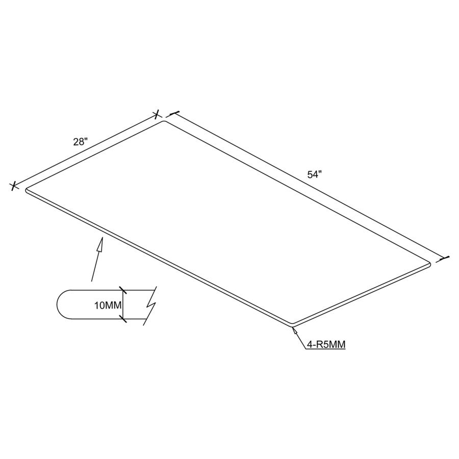 (image for) 54x28-inch 10mm Rectangular Clear Tempered Glass Top