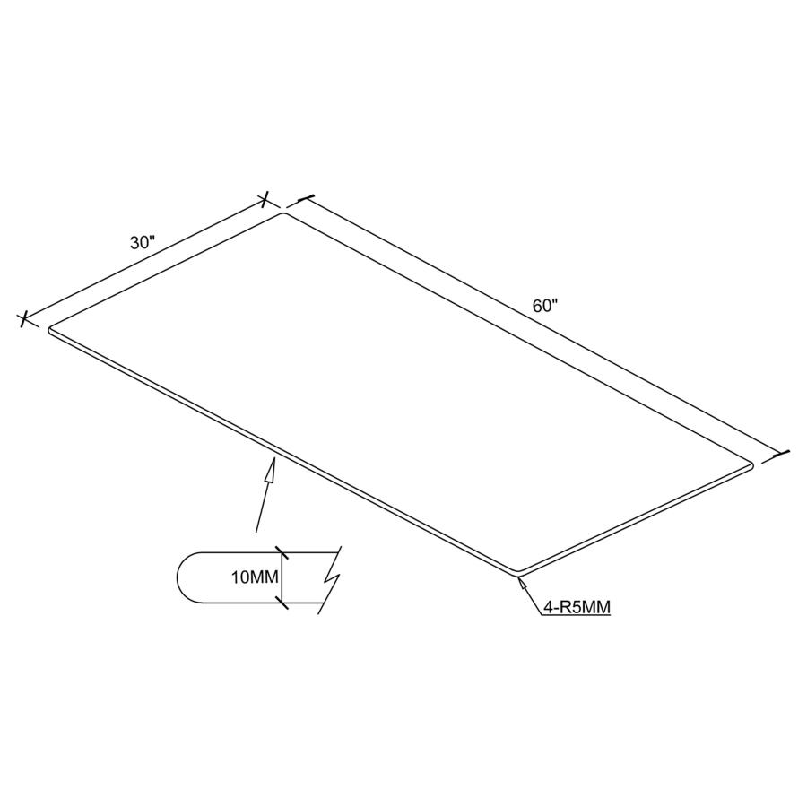 (image for) 60x30-inch 10mm Rectangular Clear Tempered Glass Top