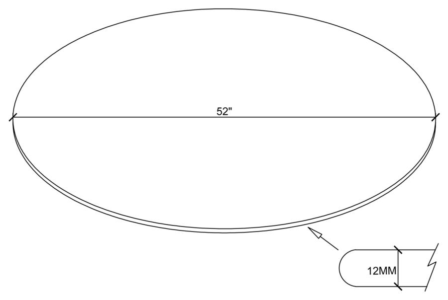 (image for) 52-inch 12mm Round Clear Tempered Glass Top