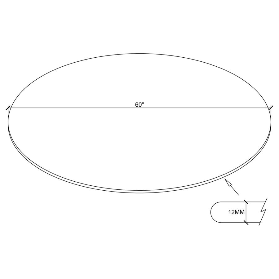 (image for) 60-inch 12mm Round Clear Tempered Glass Top